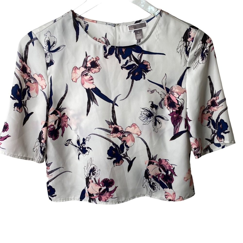 Chelsea28 Floral Semi Sheer Blouse Butterfly Sleeves XS